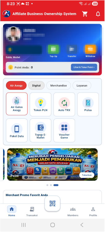 Beranda aplikasi ABOS
